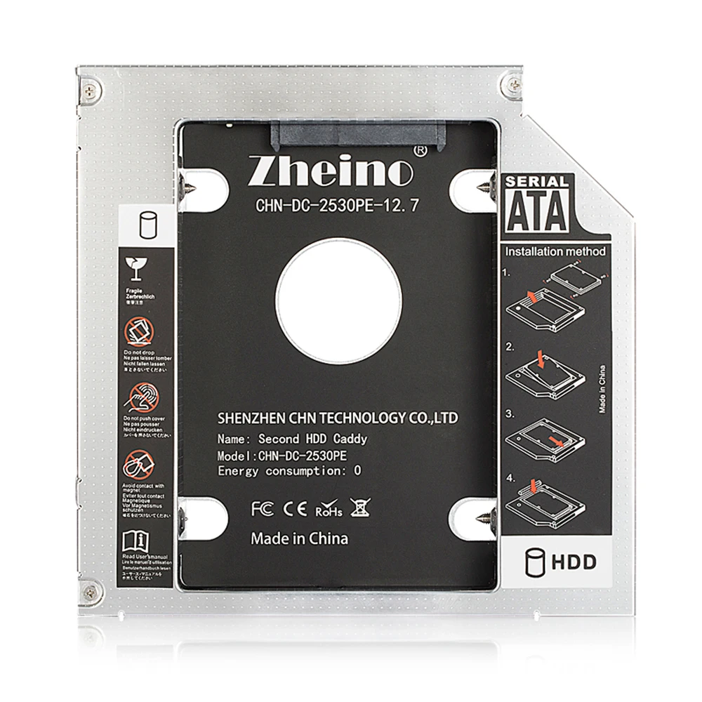 Zheino 12.7 mm Laptop 2nd Sata To Sata HDD Frame Caddy Adapter Bay for