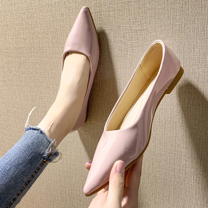 

Pointed Toe Shoes Woman 2019 Dress Flats Women All-Match Shallow Mouth Women's Moccasins Solid Elegant New Female Fashion