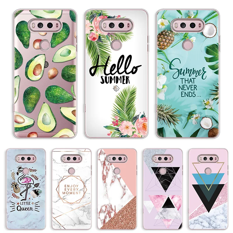Fundas Чехлы под мрамор для LG Stylo 6 G8 ThinQ Q60 Q7 Q6 V30 V20 K11 плюс K10 K8 K4 2017 авокадо Фламинго