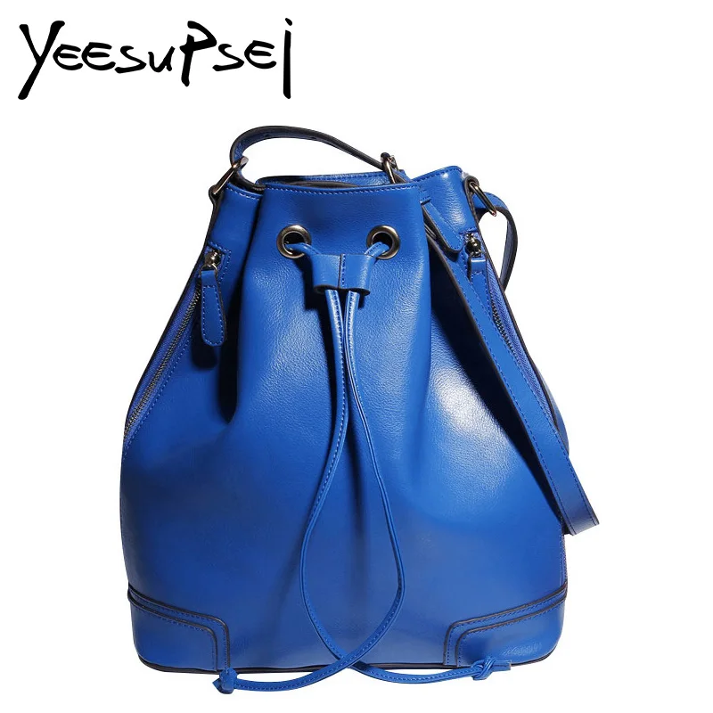 

YeeSupSei High Quality Leather Women Bag Bucket Shoulder Bags Solid Color Big Women Handbag Large Capacity Tote Bolsas Feminina