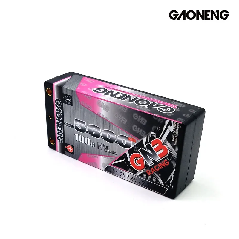 Gaoneng GNB 5600mAh 2S 7.6V 100C/200C Hardcase shorty LiHV Battery pack T Plug for 1:10 1/10 RC Car B5M 22 RB6 22T SCT Race Car