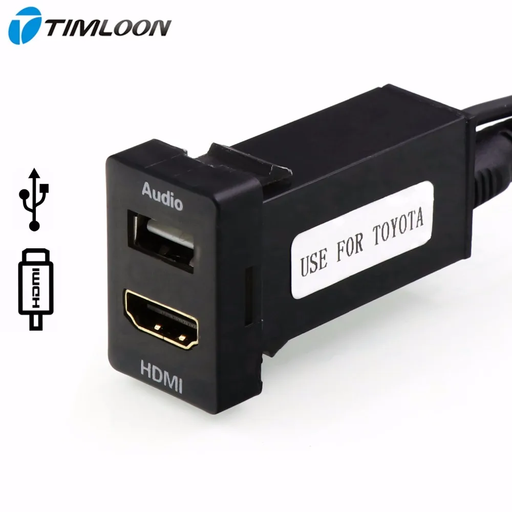 Автомобильное USB Аудио Входное зарядное устройство с разъемом HDMI для TOYOTA, Camry, Corolla, Yaris, RAV4, eiz, Land Cruiser, Coaster, Vios, Sienna