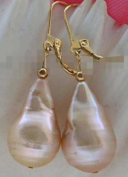 

hot sell new - shitou 00731 Genuine Natural Pink Reborn Keshi Pearl Earrings 14k