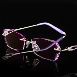 Роскошные близорукие Очки для Для женщин бренд Дизайн Rimless Очки дамы компьютер рецепт выполните очки