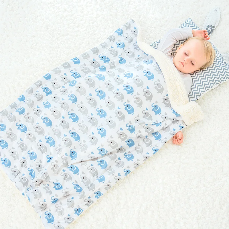 

Ins Baby Blanket Double Layer Soft Flannel Infant Swaddling Envelope Stroller Wrap for Newborn Baby Bedding Blankets 70*102cm