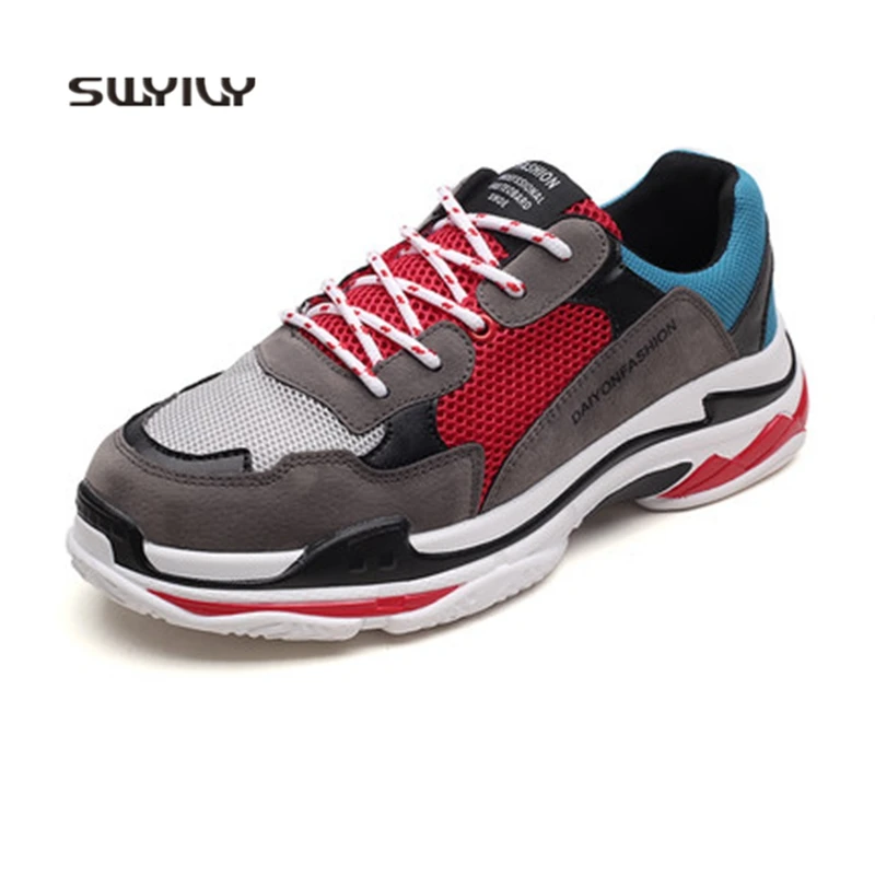 SWYIVY Men Running Shoes 2018 New Mesh Breathable Men Sneakers Non-slip Large Size 46 Men Sport Shoes Light Weight Sneakers