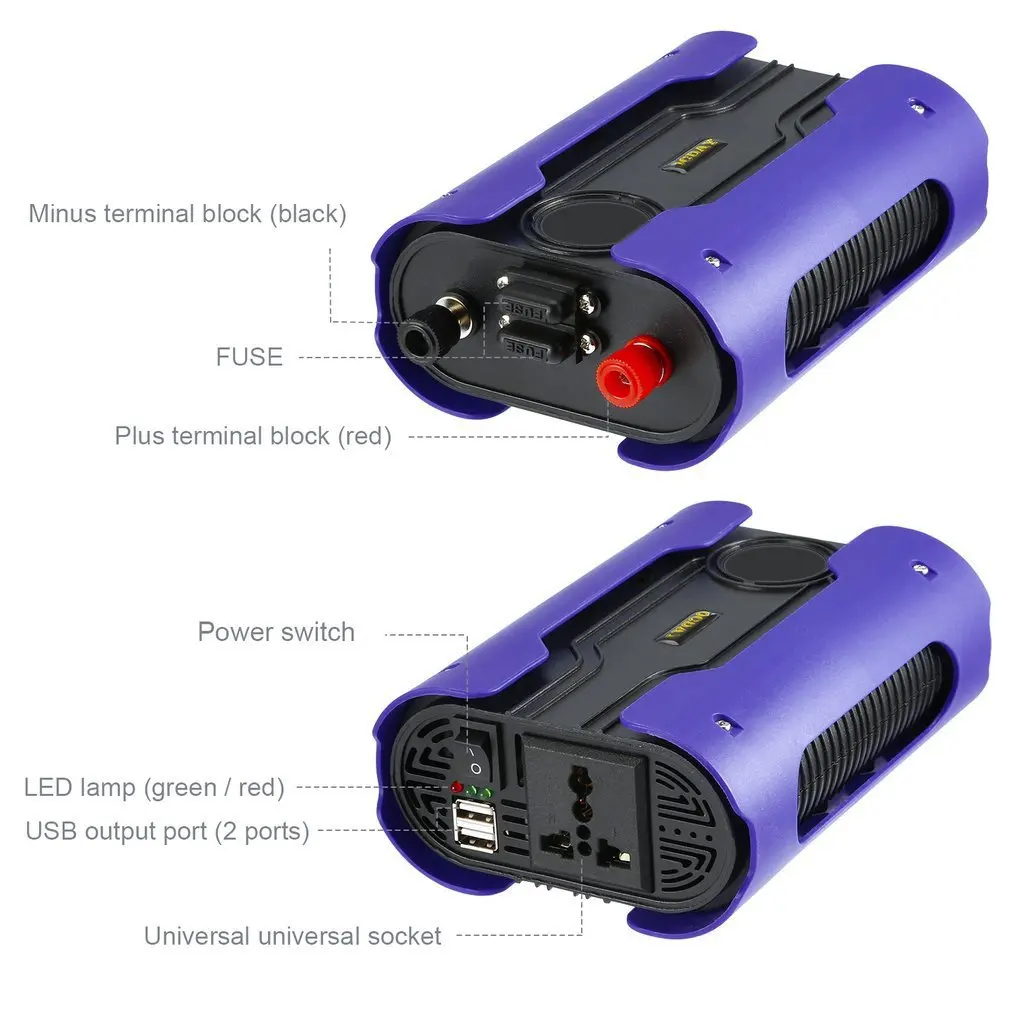 

LESHP 500W Pure Sine Wave Power Inverter DC 12V to 110V 220V AC Car Power Converter With 2 USB Port For Home Appliance