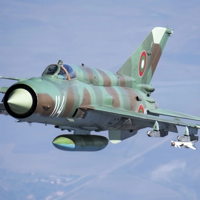 A Bulgarian Air Force MiG-21bis armed with R-60 missiles Poster Print (17 x 11)