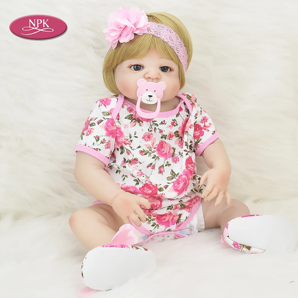

NPK 57CM Full Silicone Reborn Babies Girl Doll Bath Toys for Girls Vinyl Lifelike Princess Toddler Fashion Dolls Reborn Bebe