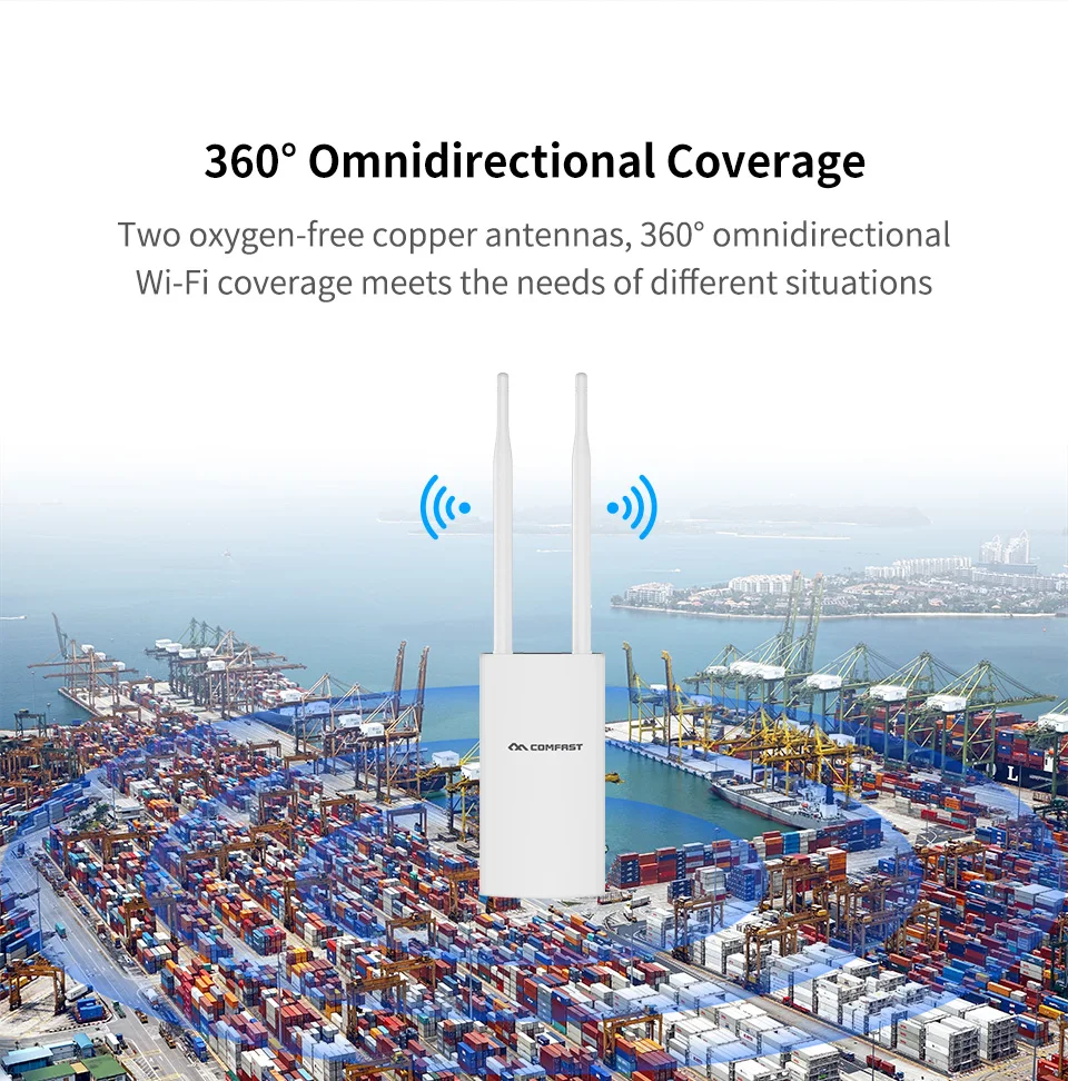 Dupla de Alta Potência ao ar Comfast Banda Livre 1200m 360 Graus Cobertura Omnidirecional Ponto Acesso Wi-fi Base Estação Roteador 5ghz ap 6 High Quality Computador e Escritório