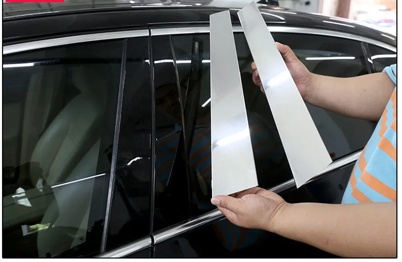 6pcs Exterior Car Window BC Pillar Trim Strip Sequin For BMW 5 Series 2011-2017 Aluminum Styling Auto Decorative Protect Sticker (3)