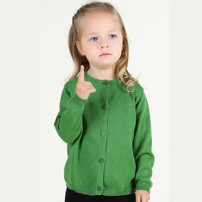 Однотонный свитер для девочек; вязаный кардиган на пуговицах для мальчиков; детские вязаные свитера с длинными рукавами; Одежда для мальчиков и девочек; весна г - Цвет: Зеленый