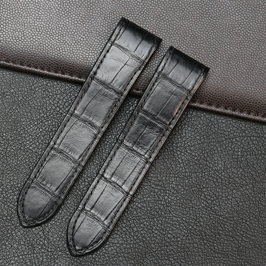 SAUPPO Ремешки для наручных часов подходит Santos Alligator Skin Leahter ремешок 20 мм 23 с