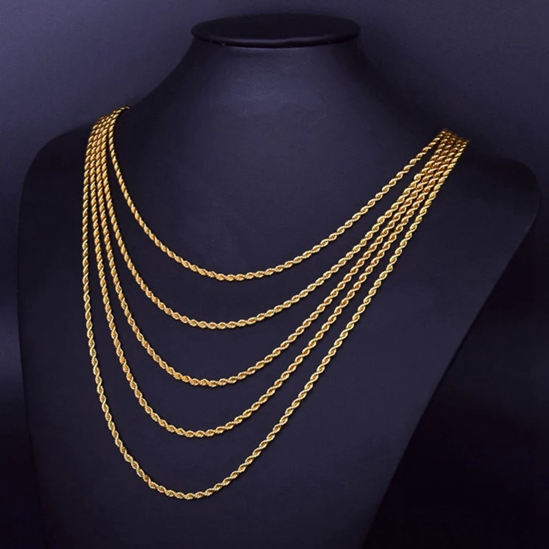Buy Width 4mm Stainless Steel Gold Rope Chain Necklace