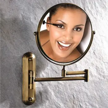 

Bath Mirror Wall Mounted 8 inch 3X/1X Magnifying Mirror Brass Dressing Mirror Folding Makeup Mirror Cosmetic Mirror Lady Gift