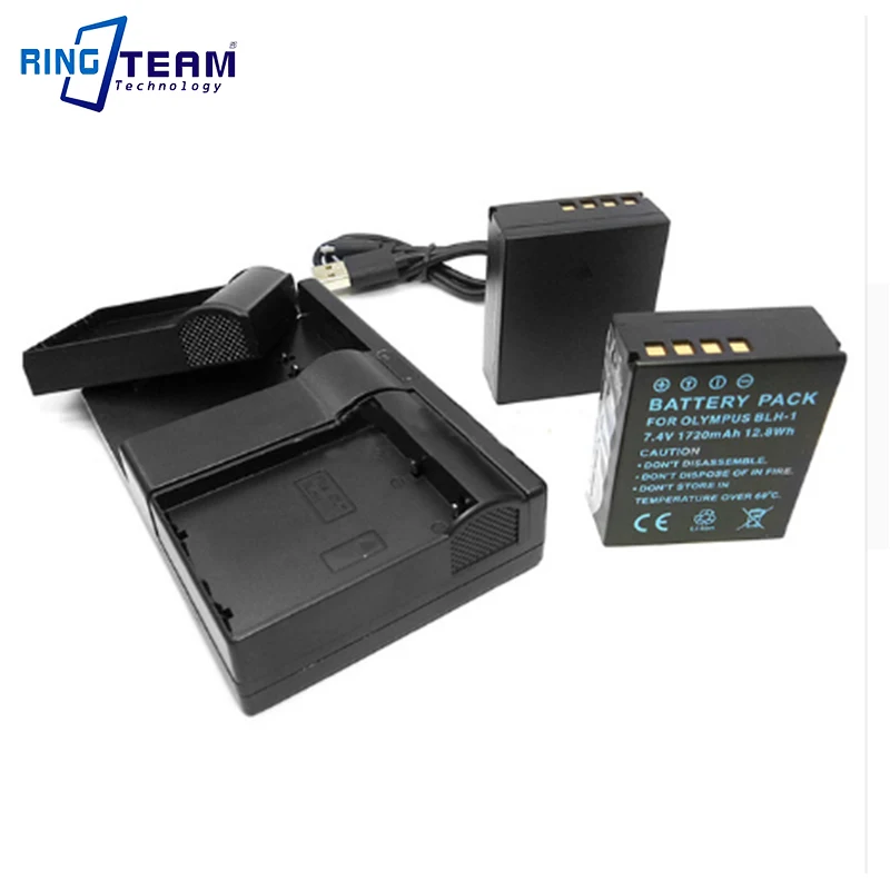 2x BLH 1 BLH1 Battery and 1x Dual USB Charger for Olympus Digital