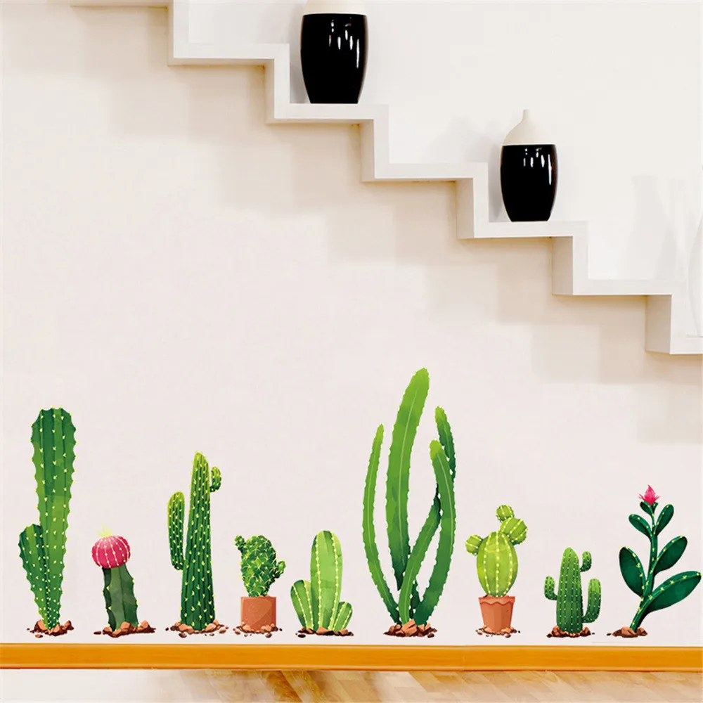 Home Decor DIY Cactus Family Removable Wall Decal Family Home Sticker Mural Art Home Decor wall sticker Home Deco mirror