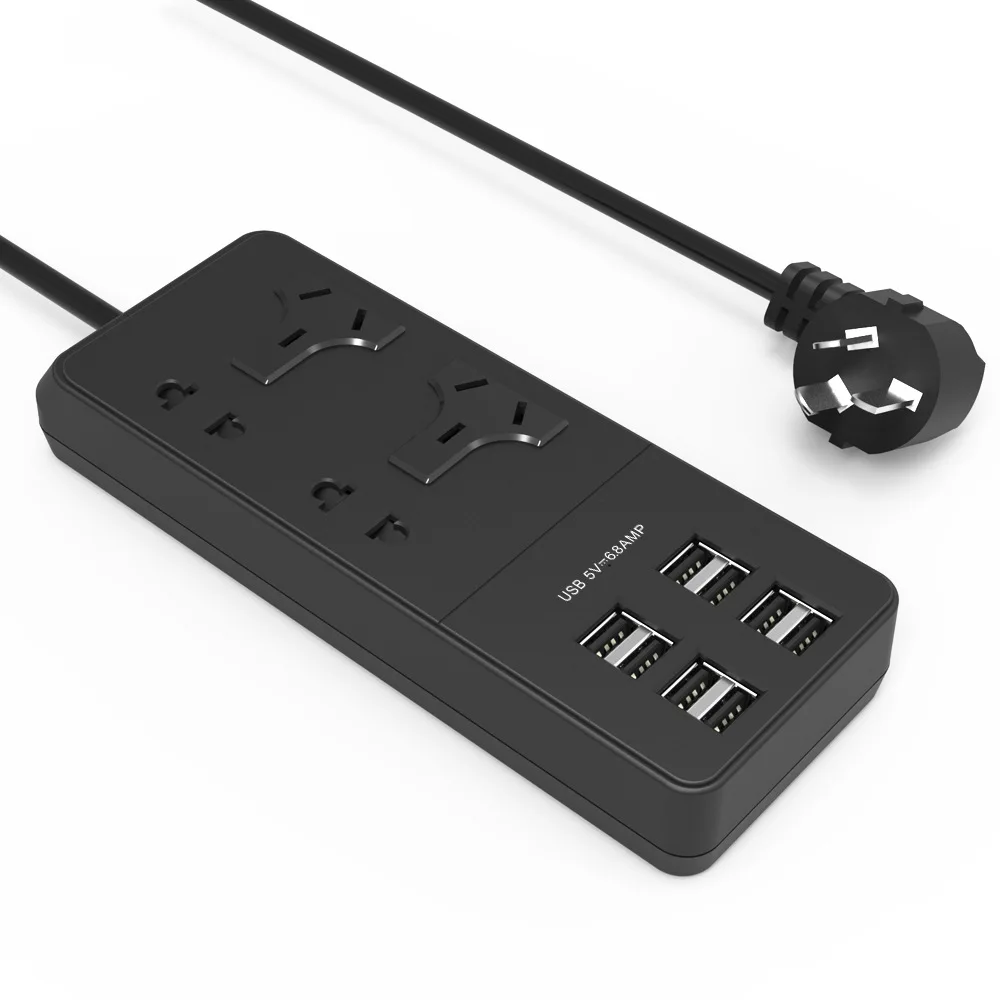 Socket Power Strip Surge Protector wall Outlets UK/EU Extension Plug Smart USB socket 4 AC 8 USB Ports Power Cube Long Cord