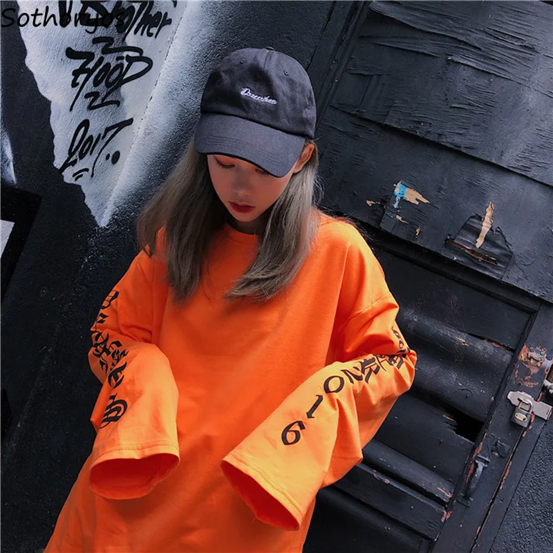 T-shirt Women Autumn O-Neck Letter Printed Loose Long BF Harajuku T-shirt Womens Korean Style Trendy Hip Hop Students Tees Chic T-shirt Women Autumn O-Neck Letter Printed Loose Long BF Harajuku T-shirt Womens Korean Style Trendy Hip Hop Students Tees Chic