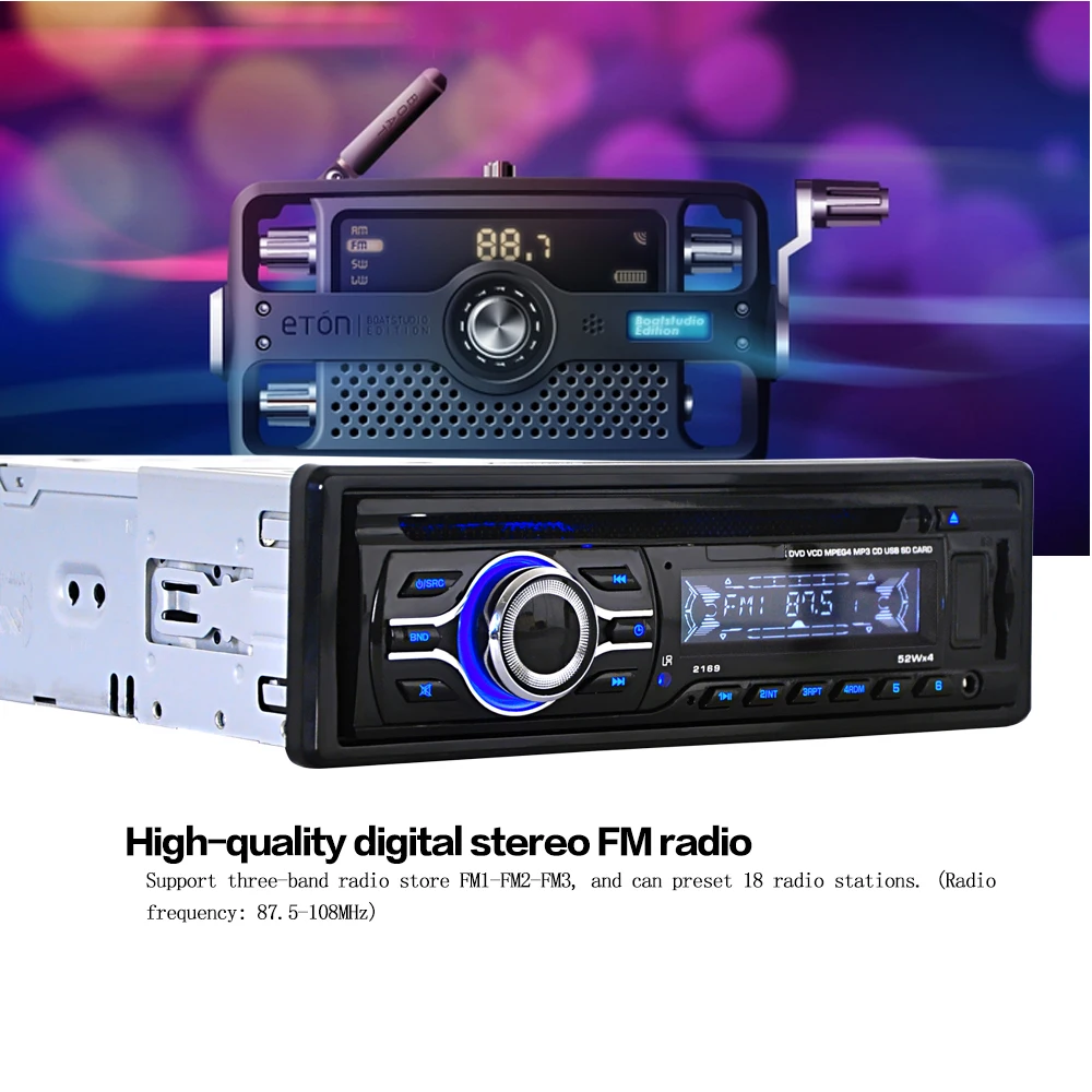 Kkmoon Автомобильный мультимедийный радиоприемник DVD плеер стерео FM MP3 аудио USB SD AUX