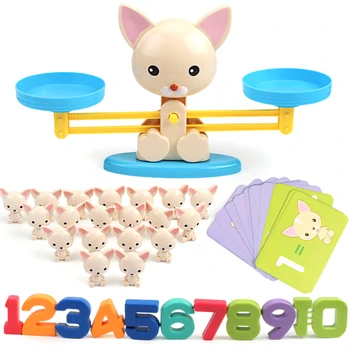 

1pcs Balancing Scale Math Toy Montessori Number Balance Board Puppy Math Learning Toy Baby Preschool Educational Toys