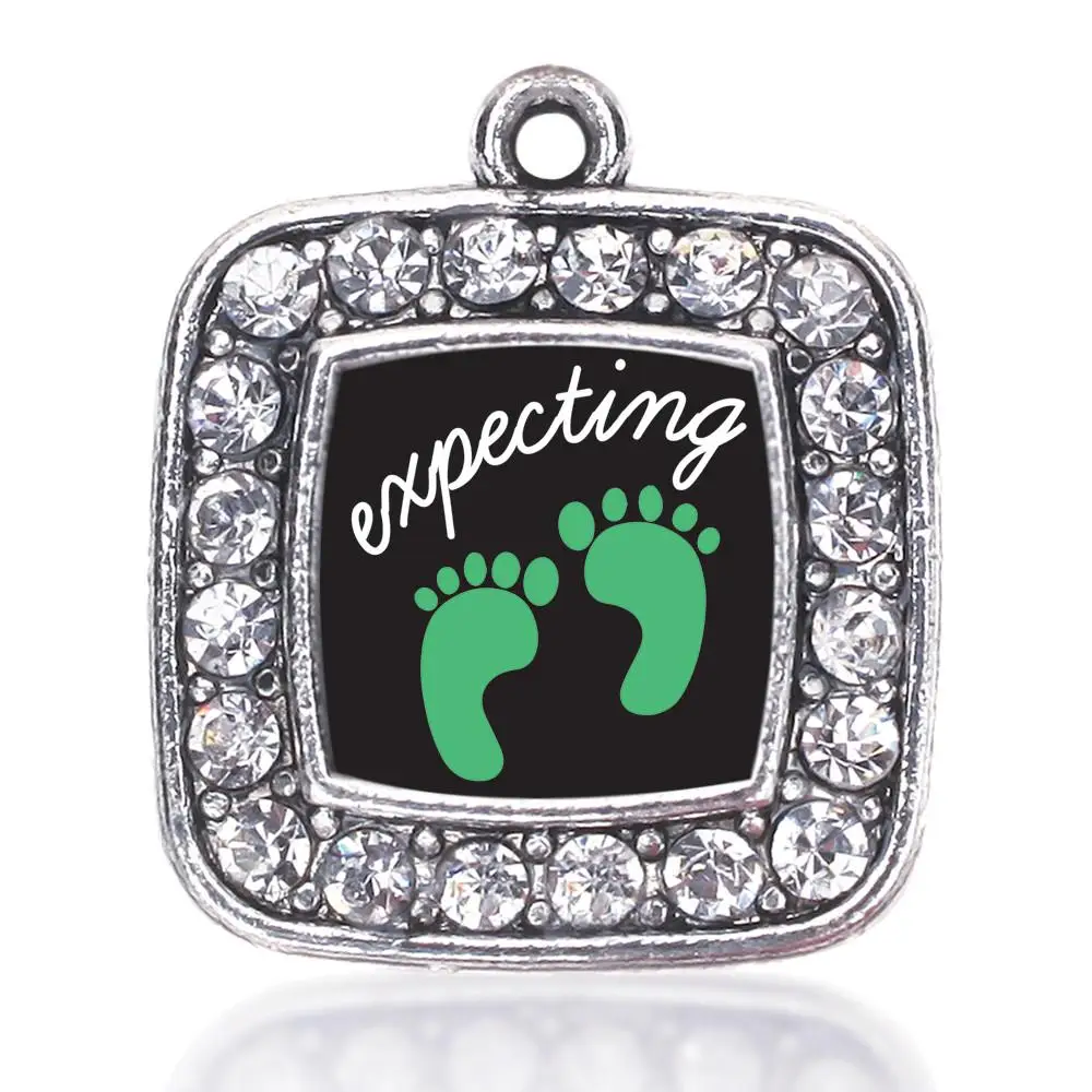 

WE'RE EXPECTING! FOOTPRINTS SQUARE CHARM FOR JEWELRY