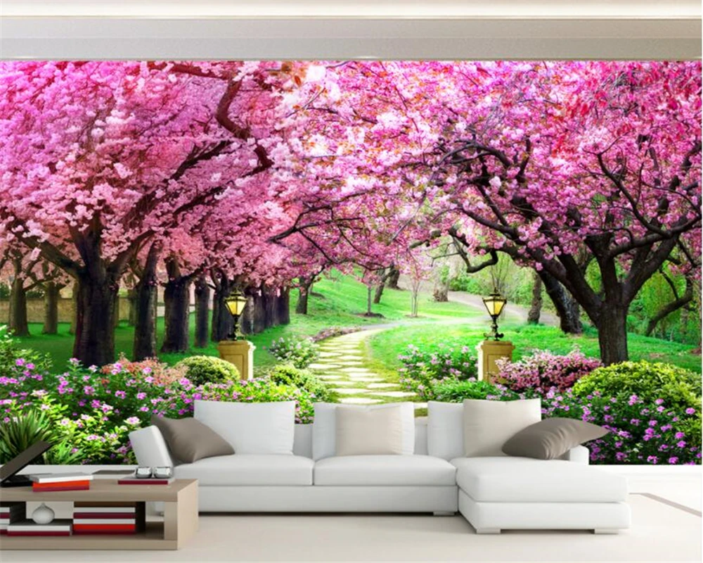 Beibehang Custom 3D photo wallpaper cherry tree garden garden path