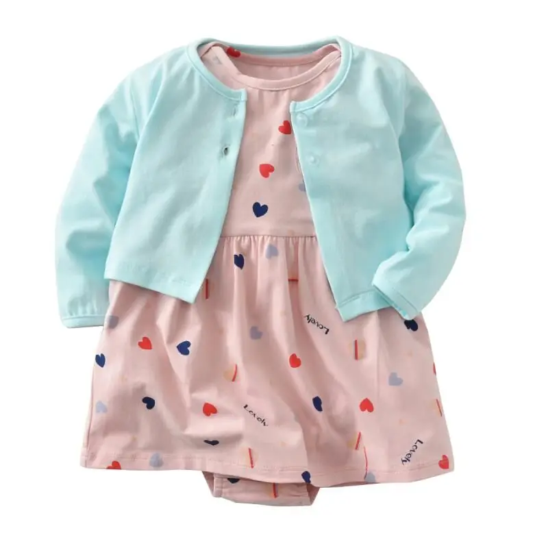 2 предмета, боди для новорожденных девочек г. Лето-осень, детские топы с длинными рукавами, кардиган+ боди с короткими рукавами, платье