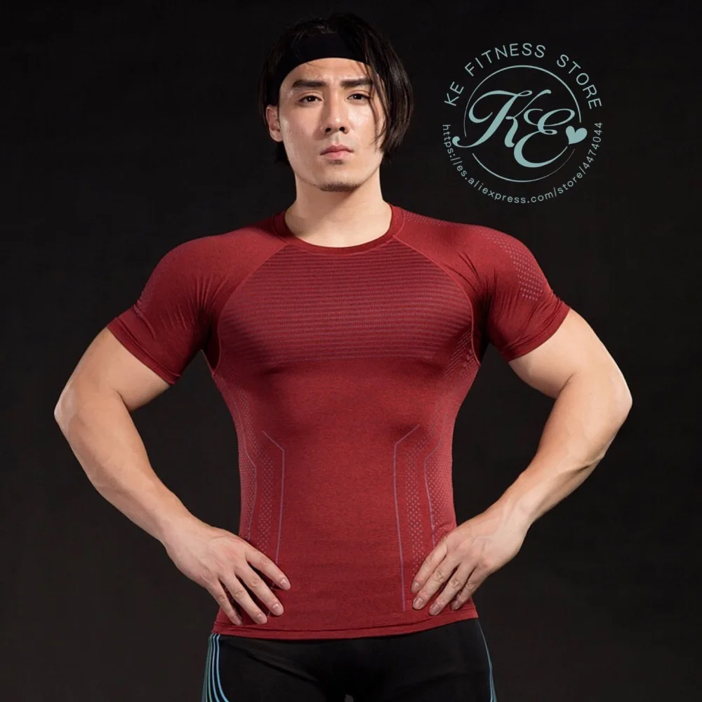 KE camiseta roja azul deportiva hombre транспирируемый secado rapido манга corta для фитнеса бега Futbol basket yoga tenis