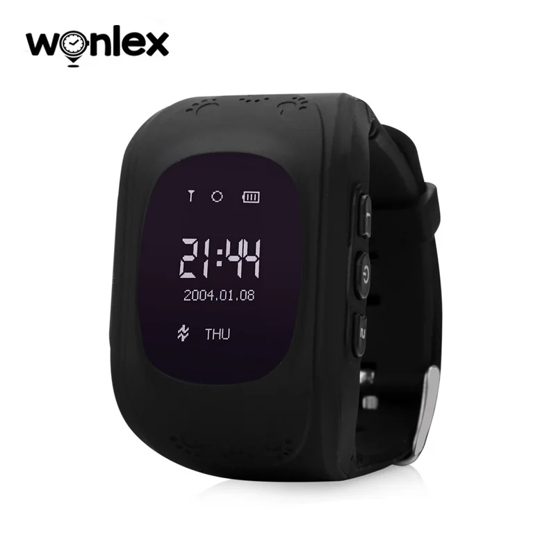 Wonlex Q50 OLED детские gps часы SOS Вызов Детские умные часы детские наручные часы искатель локатор трекер ребенок анти-потеря монитор - Цвет: Black