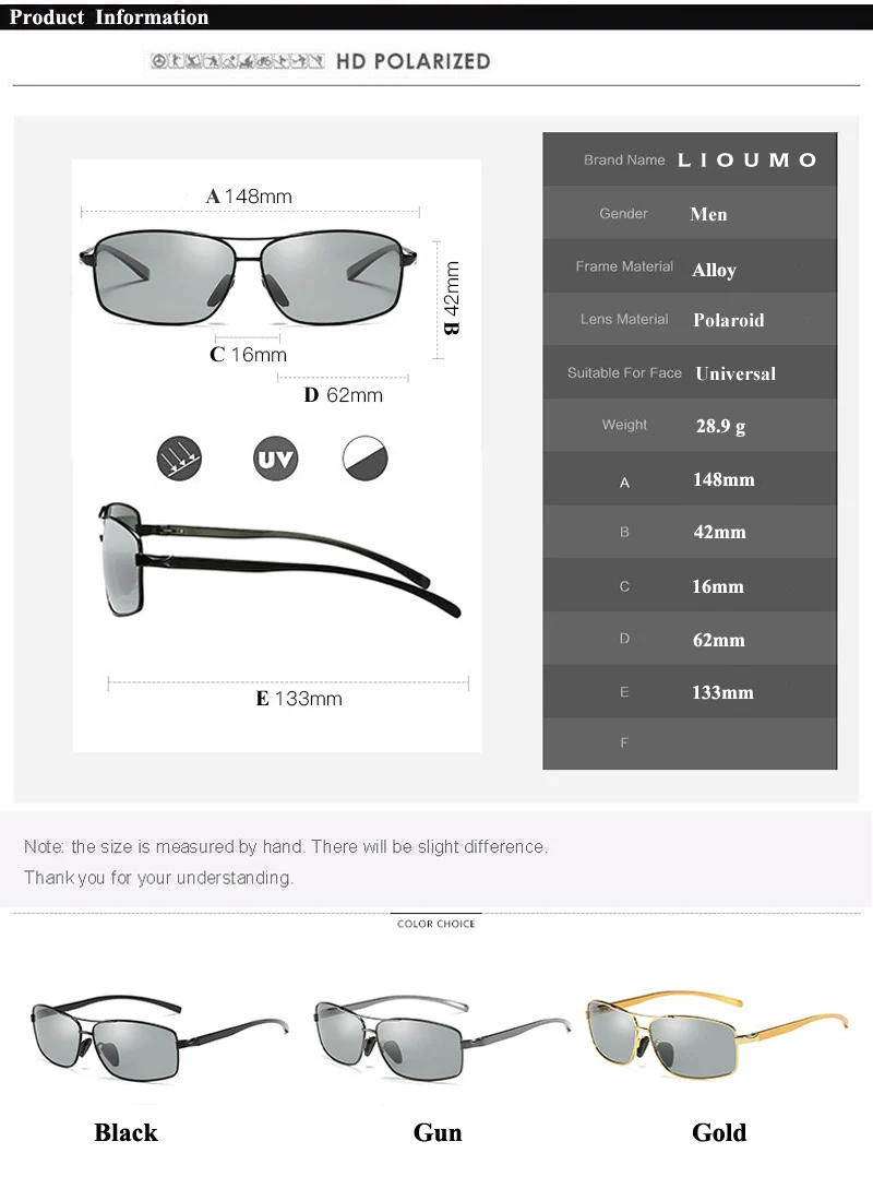 LIOUMO, лучшие фотохромные солнцезащитные очки для мужчин и женщин, поляризованные очки-хамелеоны, очки для вождения, антибликовые солнцезащитные очки zonnebril heren