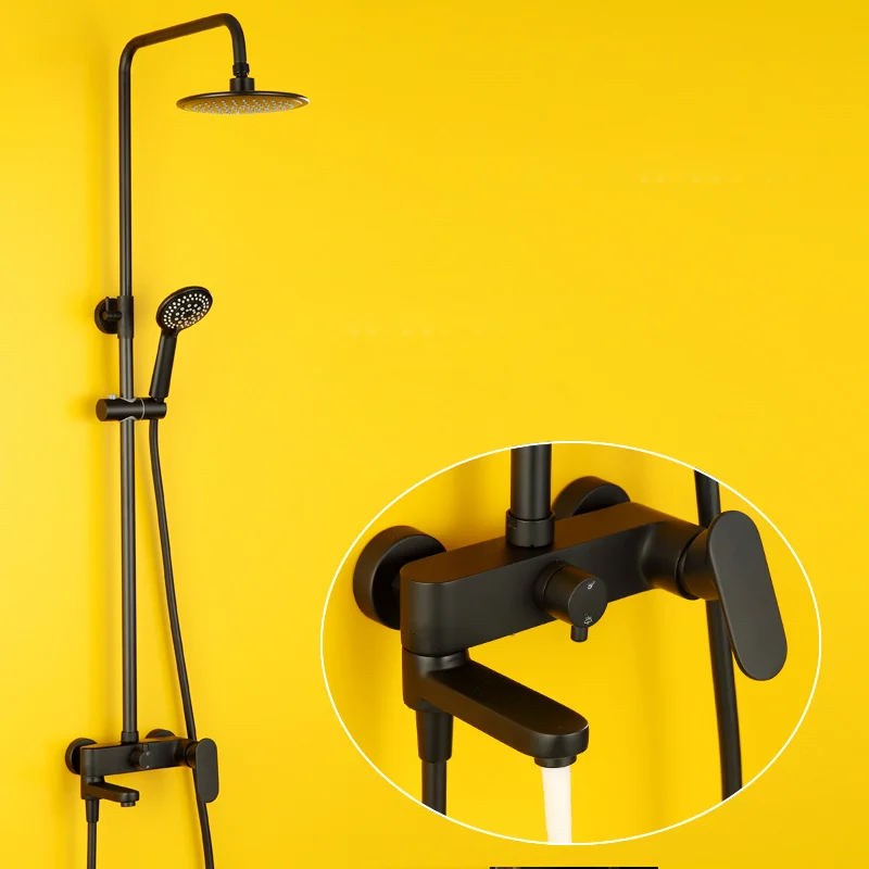 

Germany copper black hot and cold water shower set down three function shower faucet