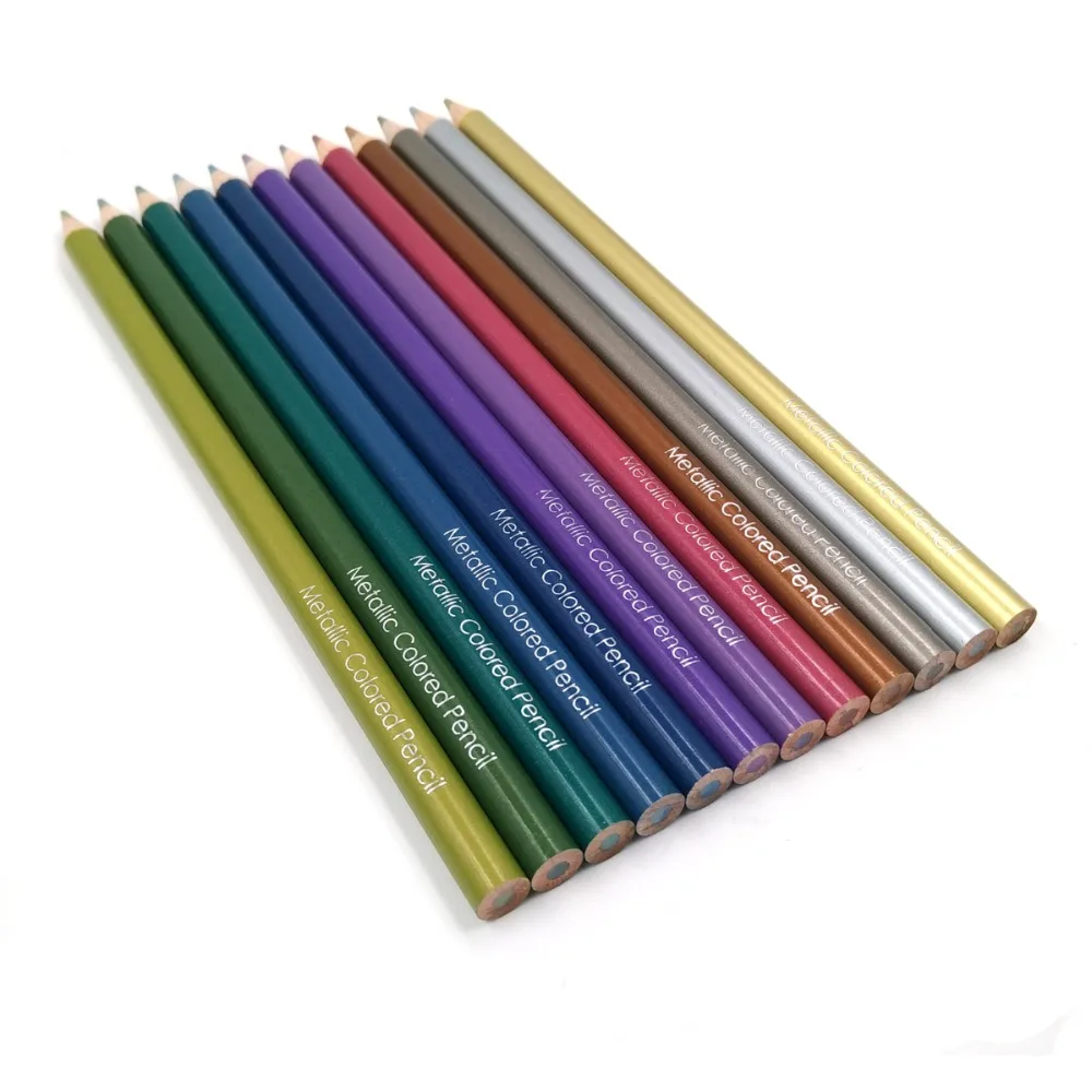 Regalo 12 set Colour Pencil Metallic Matita Colorata Marcatore Carta Da Disegno Rifornimenti di Arte Matita Disegno A Matita di Colore Matite per il Nero in