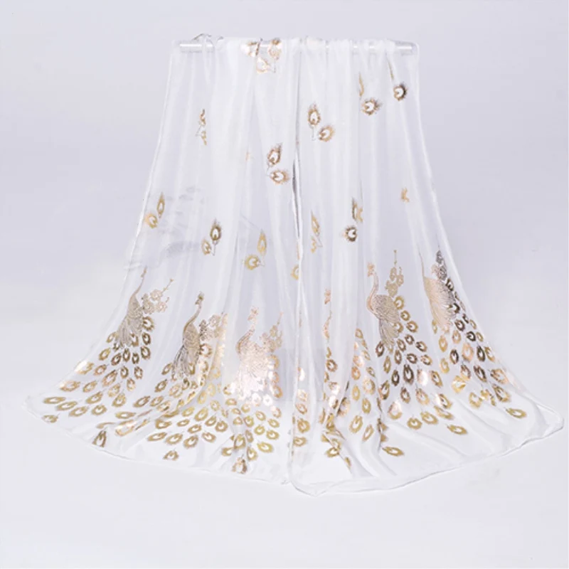 

Women Fashion Peacock Printed Chiffon Scarves Long Wrap Shawl Stole Gift