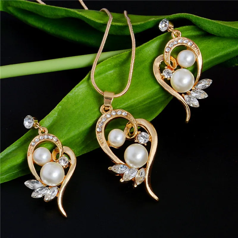 

New Fashion Jewelry Set Necklace Statement Stud Earrings Women imitation pearl Jewelry Set For Women Wedding Jewelry