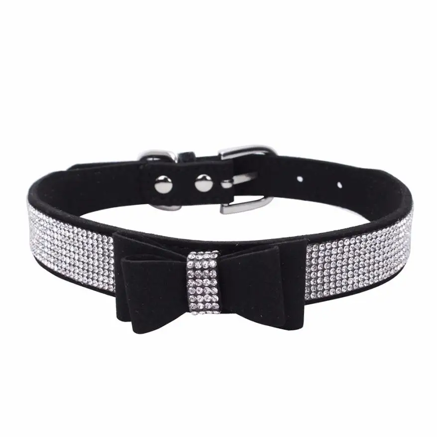 Exquisite Adjustable Bowknot Diamond bling pet collars for dogs Puppy