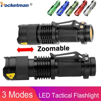 

High-quality Mini LED Flashlight Q5 2000LM Powerful Flashlight LED Laterna 3Modes Zoomable Portable 6Colors Torch