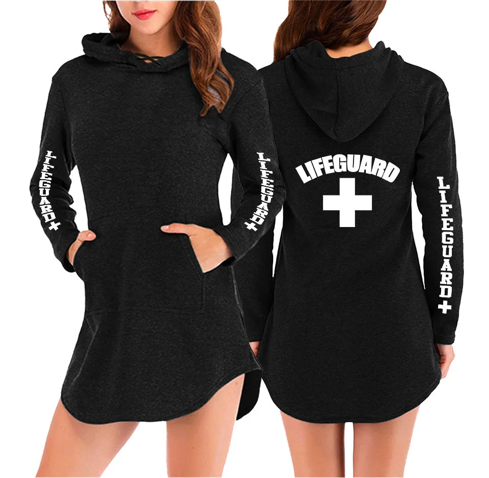 

Casual Lifeguard print Autumn Oversized Jumper Hooded Pullover Tops Blou Women's Female Loose Pullover Sweatershirt Outwear