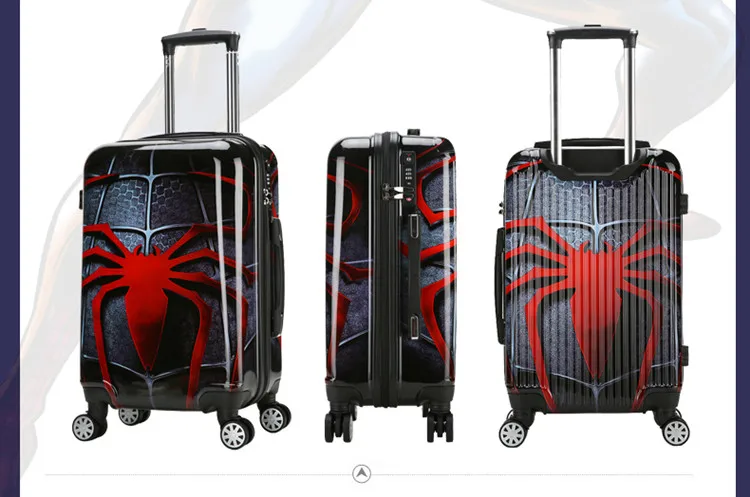 ZYJ Kids Iron Man Captain America Travel Rolling Luggage Cartoon Spiderman Batman Spiderman Suitcase Airplane Trolley Luggage (17)