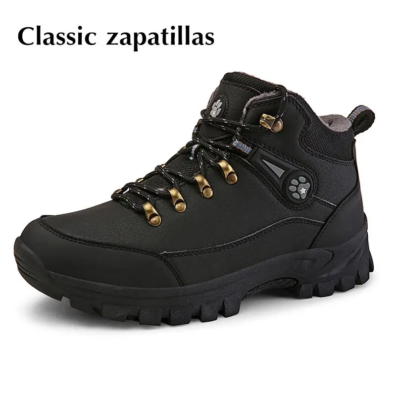 

Men Boots Winter Snow Boots Keep Warm Fur Plush Lace Up High Top Waterproof Men Warm Shoes Sneakers Male Winter Boots Big Size