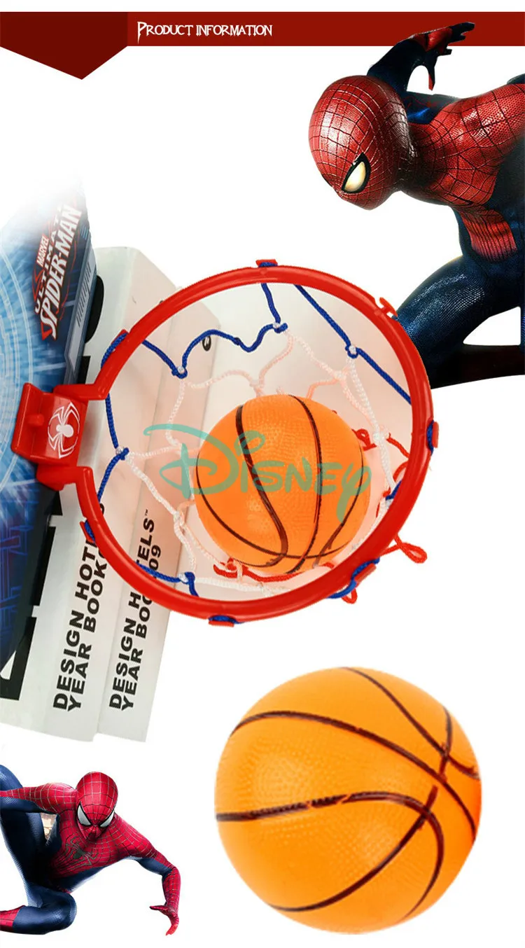 Disney Marvel Человек-паук детские развивающие весело спортивные Баскетбол Совета Хооп набор детский открытый игрушка для мальчиков с 2 шариками