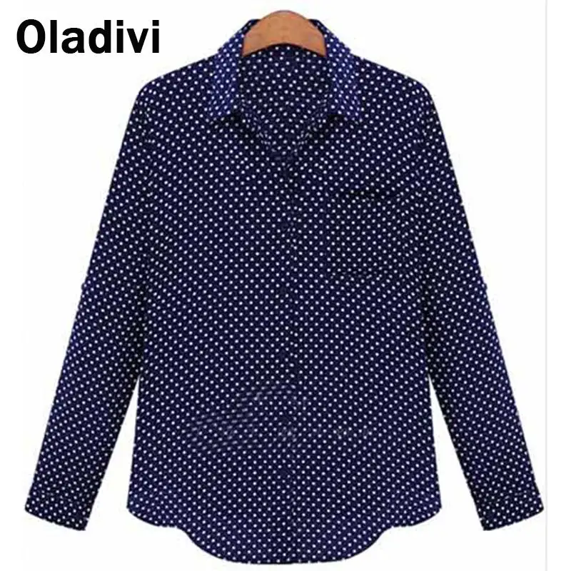 Oladivi/женская блузка большого размера с длинным рукавом и отложным воротником