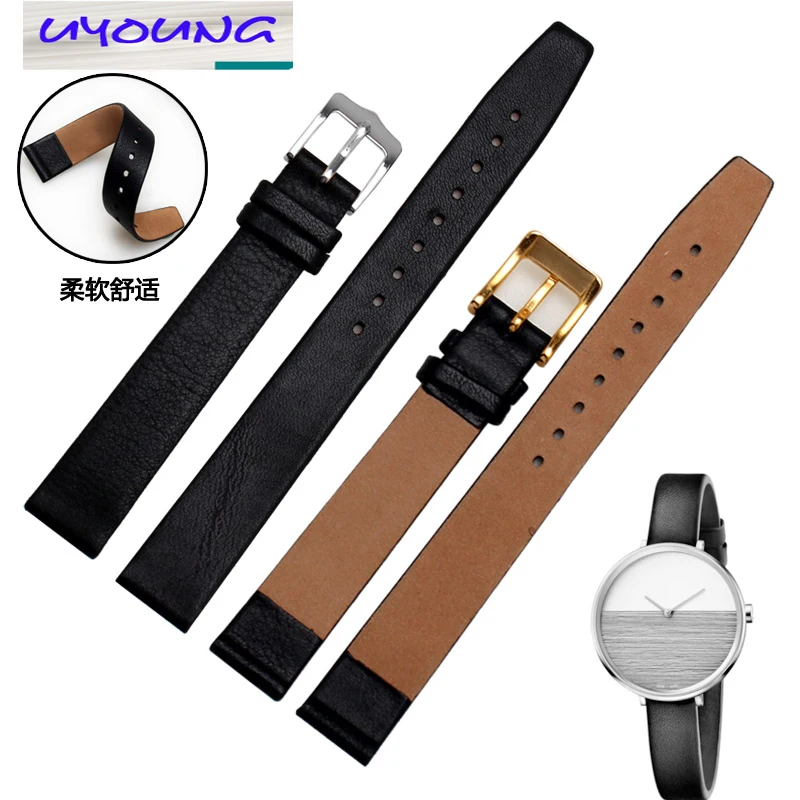 UYONG Ultra thin leather strap strap K7A231 strap female black 12mm needle buckle soft-in ...