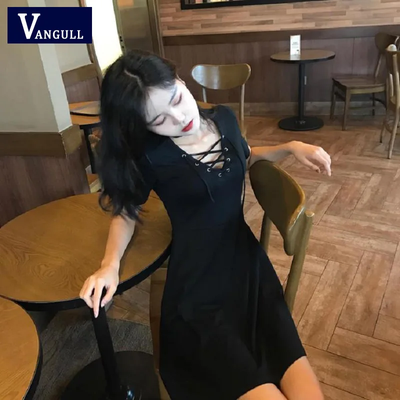 VANGULL готическое Бандажное женское винтажное платье 2019 Новое Брендовое черное