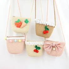 Милый детский мини соломенный нулевой кошелек сумка для девочек пляжная сумка Лолита для малышей изменение денег аксессуары для дамских сумочек сумка