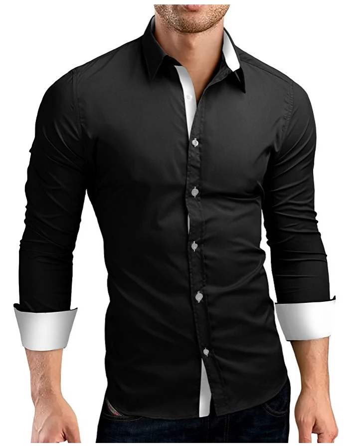 

Men Shirt Brand 2018 Male High Shirts Casual Hit Color Slim Quality Long Sleeve 0507WVPS