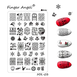 Finger Angel 1 шт. штамповочные пластины для ногтей штамп изображения Рождественский мультфильм дизайн 9,5*14,5 см Снеговик Снежинка DIY Дизайн ногтей шаблон - Цвет: MR-03