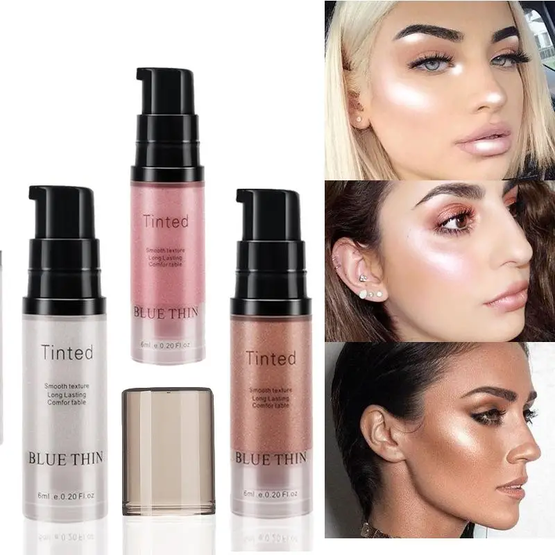 6ml Fashion Face Highlighter Contouring Liquid Illuminator Shimmer Make Up Liquid Shine Cosmetic for Woman/Girls