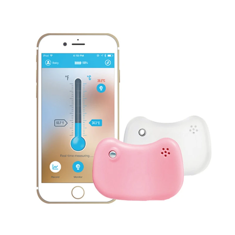 

Baby Care 24-Hour Intelligent Fever Monitor With Wireless Alerts (iOS & Android) Bracelet Bluetooth Fever Thermometer NBB0350