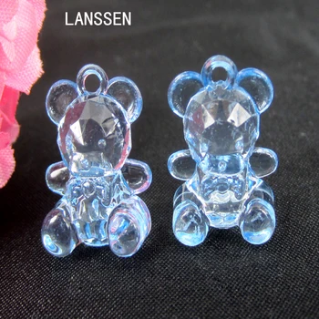 

50pcs Mini Plastic Cute Bear Baby Shower Clear Cute Bear Bluy Boy For Table Game Party Decorations 14 x 19mm